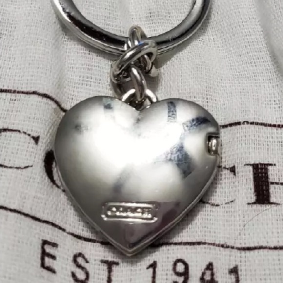Coach Pave Rhinestone Heart Picture Locket Keychain - Picture 7 of 9